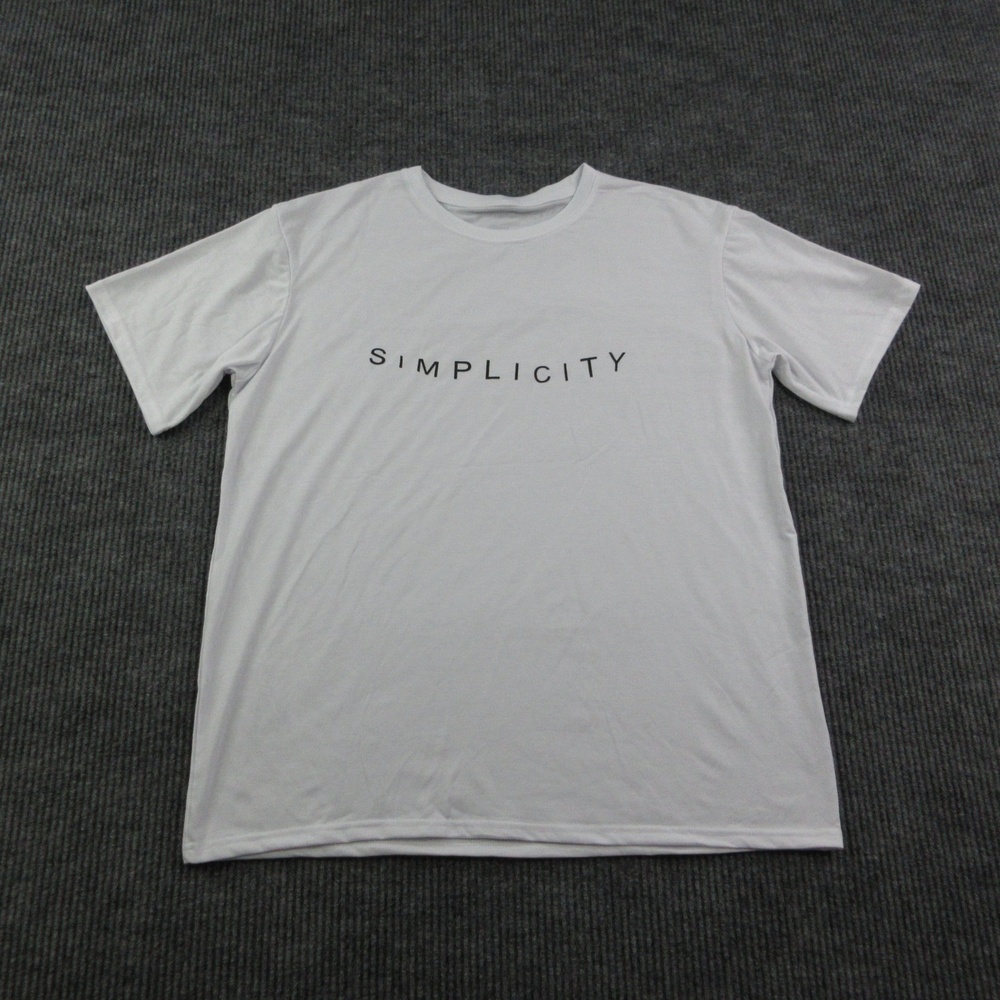 Simplicity Shirt Mens XL White Cotton Blend Crew Neck Logo Graphic Tee